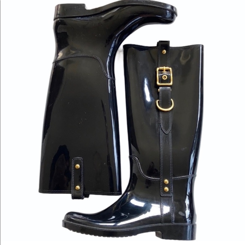 Coach Tasha Tall Rubber Rain Boot Size 8